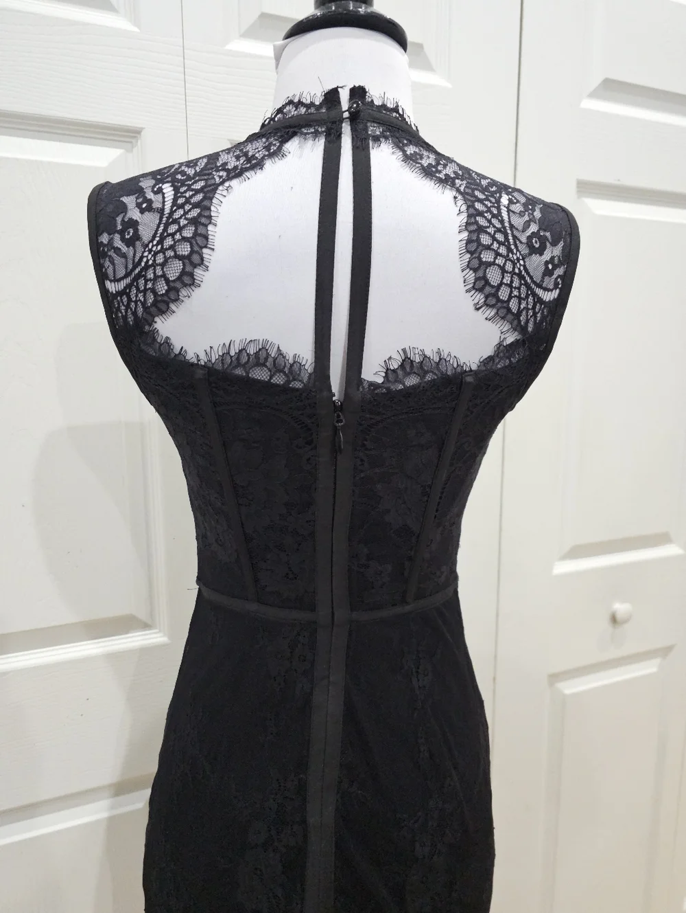 Vintage Y2K Goth Witchy Sexy Bebe Strappy Lace Corset Style Little Black Dress 2 - Picture 8 of 16